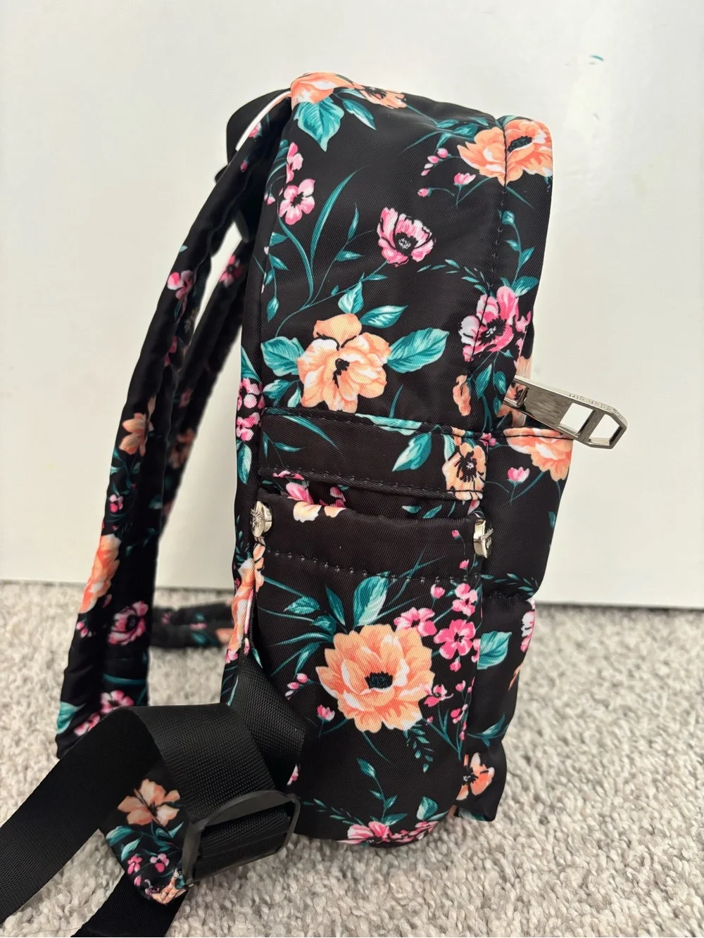 black floral mini backpack